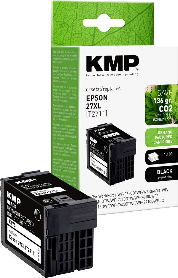 KMP Ink náhradní Epson 27XL, T2711 kompatibilní  černá E178 1627,4001