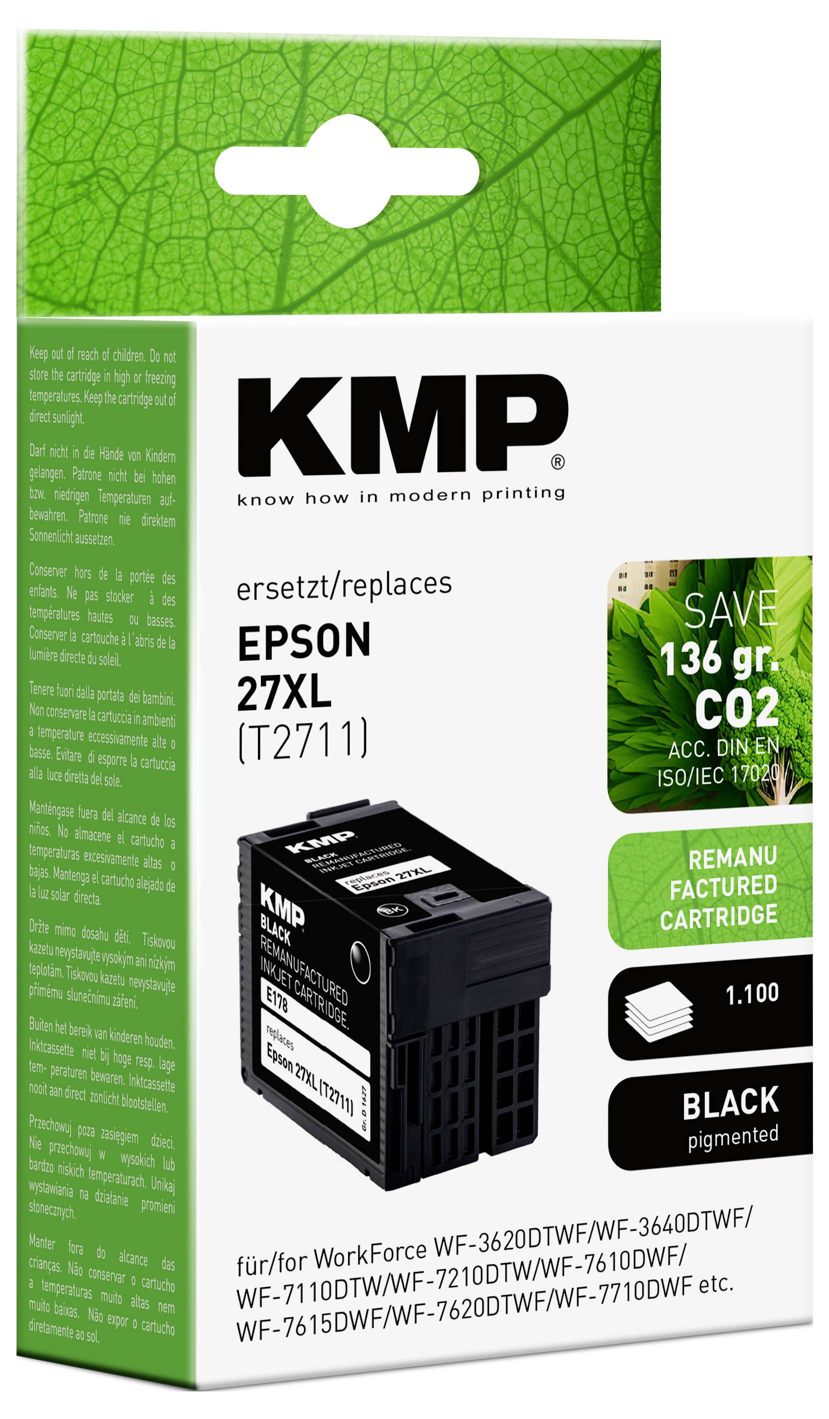 KMP Ink náhradní Epson 27XL, T2711 kompatibilní černá E178 1627,4001-1