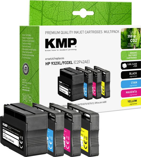KMP Ink náhradní HP 932XL, 933XL, CN053AE, CN054AE, CN055AE, CN056AE kompatibilní kombinované balení černá, azurová, purppurová, žlutá H174V 1725,4005