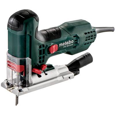 Metabo elektrická přímočará pila s pilkovým listem, zobrazená v bočním pohledu na bílém pozadí.
