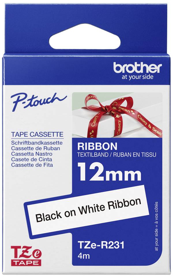 etikety  Brother TZe, TZ TZe-R231  Barva pásky: bílá Barva písma:černá 12 mm 4 m