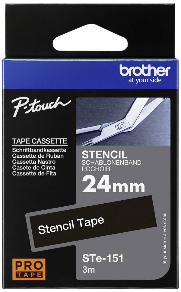 etikety  Brother STe  STe-151  Barva pásky: transparentní Barva písma:bílá 24 mm 3 m