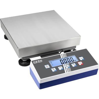Digitální váha od 'KERN' s velkou plošinou a displejem zobrazujícím '0.000 kg'. Vhodná pro vážení těžkých předmětů.