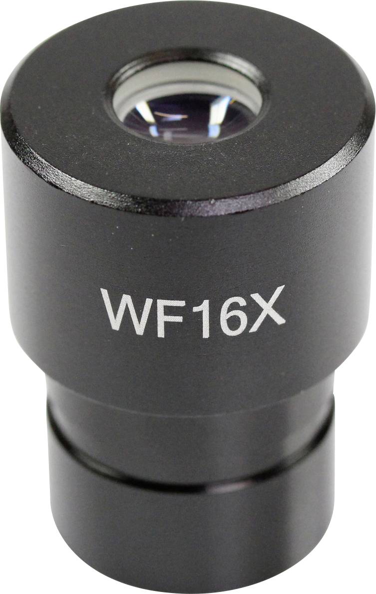 Mikroskopický okulár s označením 'WF16X', který se používá pro zvětšení objektů v mikroskopu.