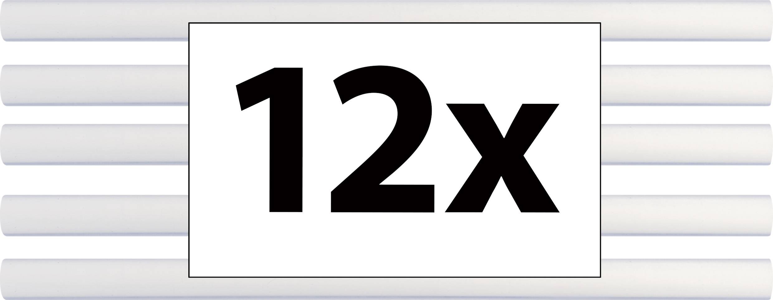 '12x' v černém velkém písmu na bílém pozadí, obklopený šesti rovnoběžnými bílými pruhy v pozadí.