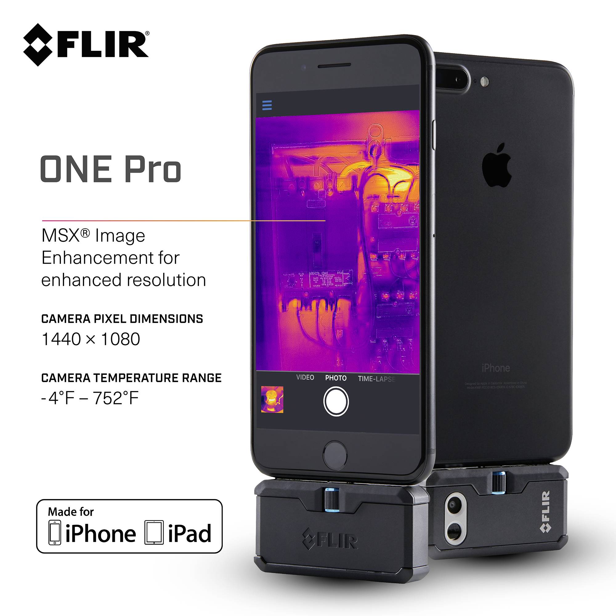 FLIR One Pro iOS termokamera pro mobilní telefony, -20 do +400 °C, 160 x 120 Pixel, 8.7 Hz, 435-0006-03-SP-1