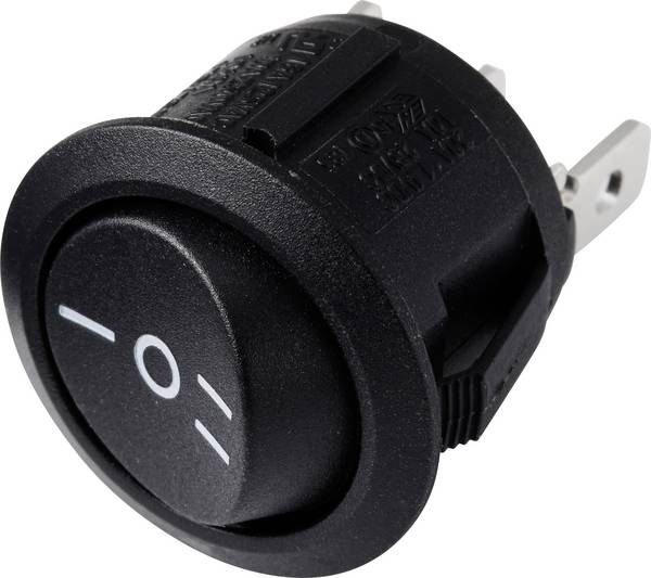 TRU COMPONENTS 700207 kolébkový spínač R13-112D B/B PR.I-O-II 250 V/AC 6 A 1x zap/vyp/zap s aretací/0/s aretací 1 ks