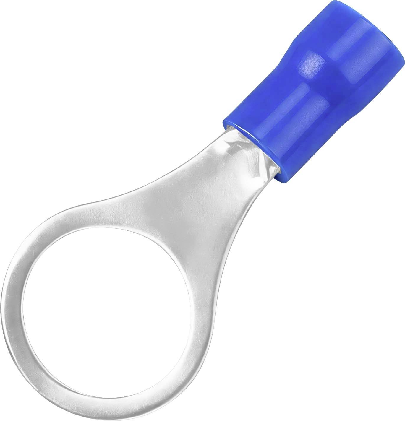 TRU COMPONENTS 738208 kulaté kabelové oko Průřez (max.)=2.50 mm² Ø otvoru=10.5 mm částečná izolace modrá 100 ks