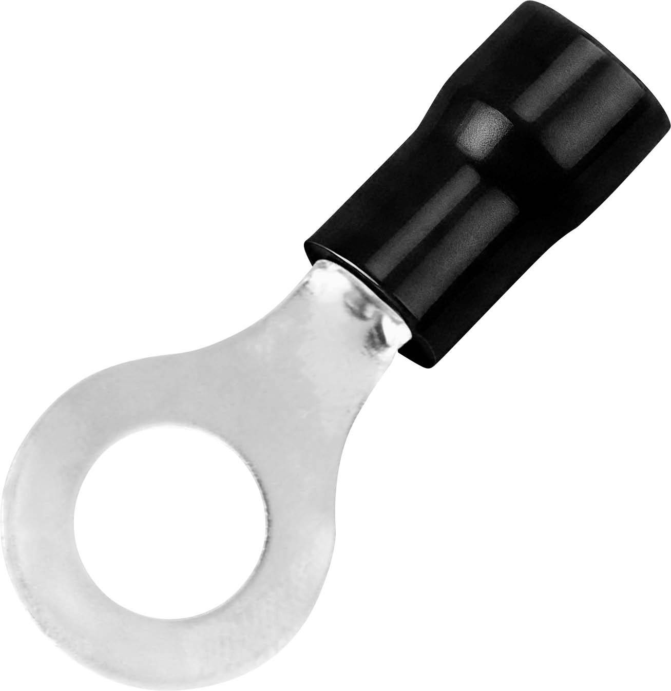 TRU COMPONENTS 738350 kulaté kabelové oko Průřez (max.)=4 mm² Ø otvoru=8.4 mm částečná izolace černá 50 ks