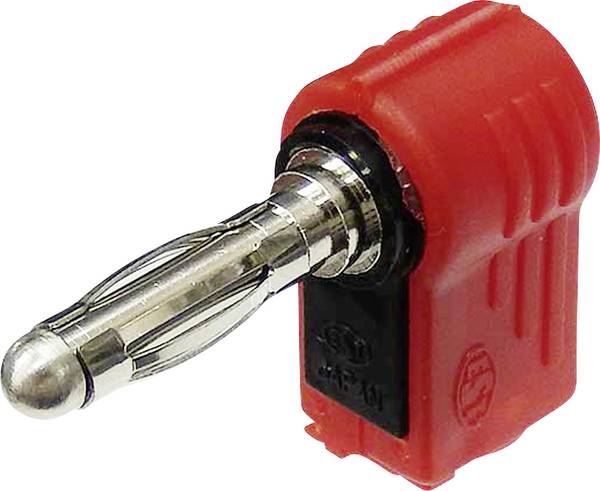 TRU COMPONENTS banánkový konektor zástrčka, zahnutá Ø pin: 4 mm červená 1 ks
