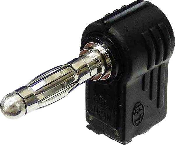 TRU COMPONENTS banánkový konektor zástrčka, zahnutá Ø pin: 4 mm černá 1 ks