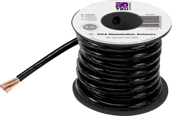 TRU COMPONENTS 1568968 zemnicí kabel, 1 x 4 mm², černá, 5 m