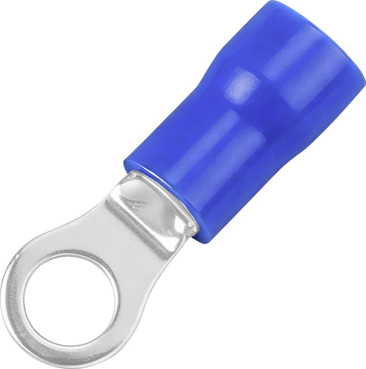 TRU COMPONENTS 746542 kulaté kabelové oko Průřez (max.)=2.50 mm² Ø otvoru=4.2 mm částečná izolace modrá 100 ks