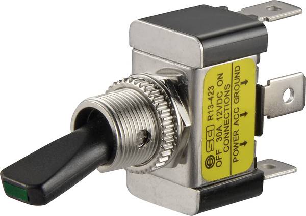 TRU COMPONENTS TC-R13-423L GREEN 1587695 páčkový přepínač do auta, 1x vyp/zap, 12 V/DC, 30 A