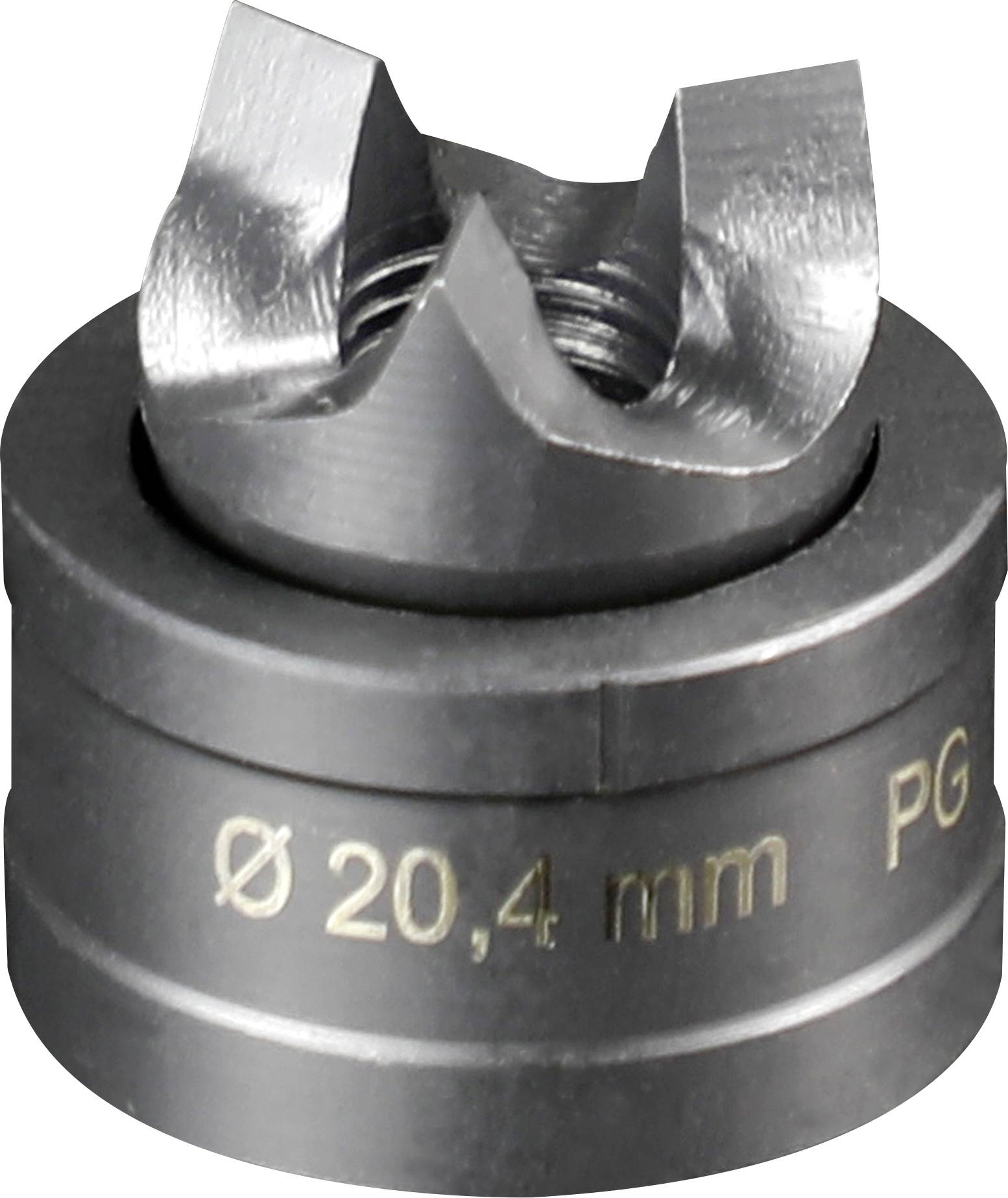 Kovový vrták s hlavou o průměru 20,4 mm, boční gravura 'Ø 20,4 mm PG'.