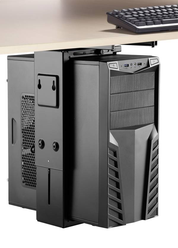 SpeaKa Professional držák na PC podpultový, vertikální   SP-6353552 černá Zatížitelný do hmotnosti=10 kg