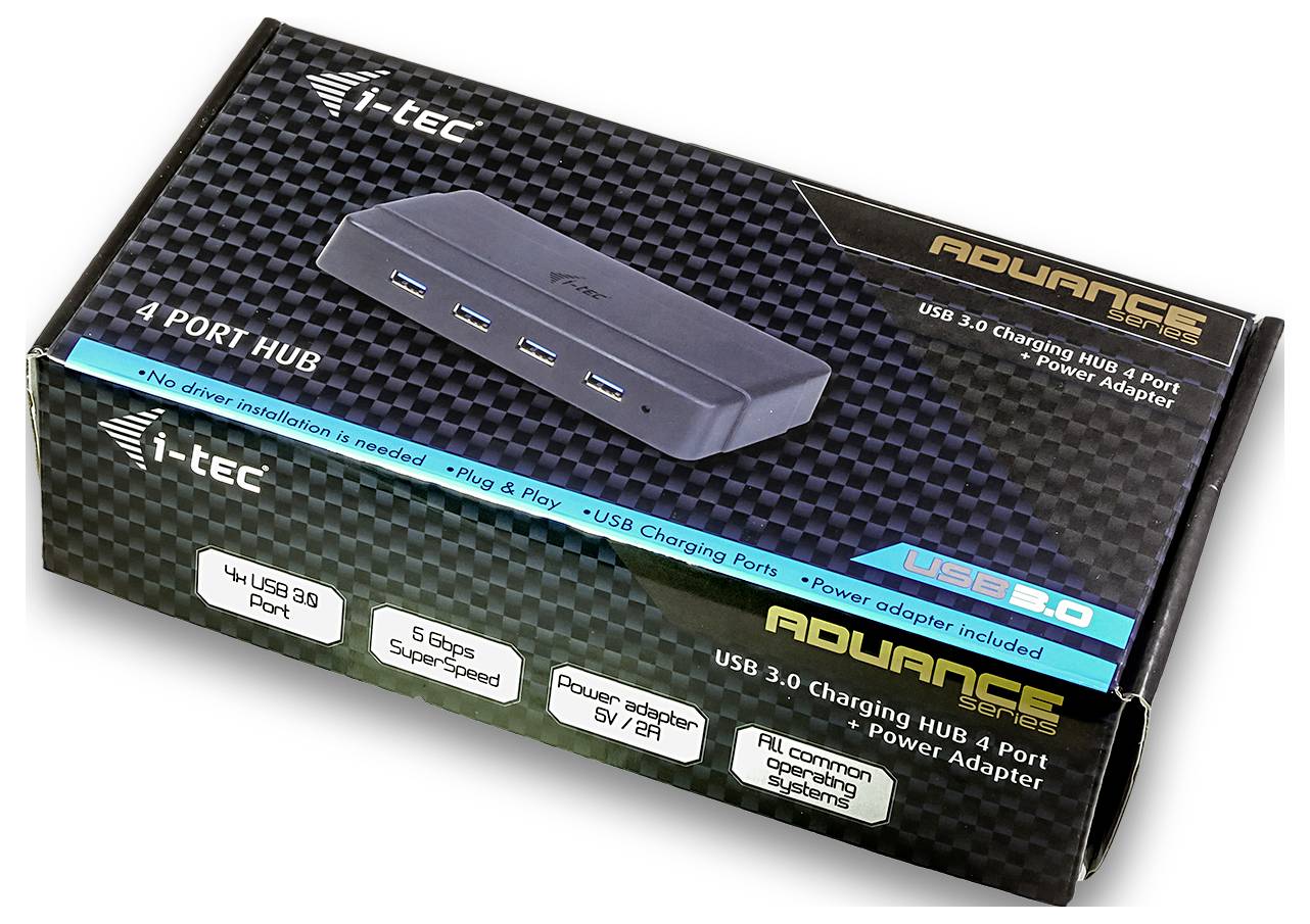 USB 3.0 nabíjecí rozbočovač se 4 porty od společnosti i-tec. Vlastnosti: Plug & Play, SuperSpeed, adaptér napájení v balení. Kompatibilní se všemi běžnými operačními systémy.