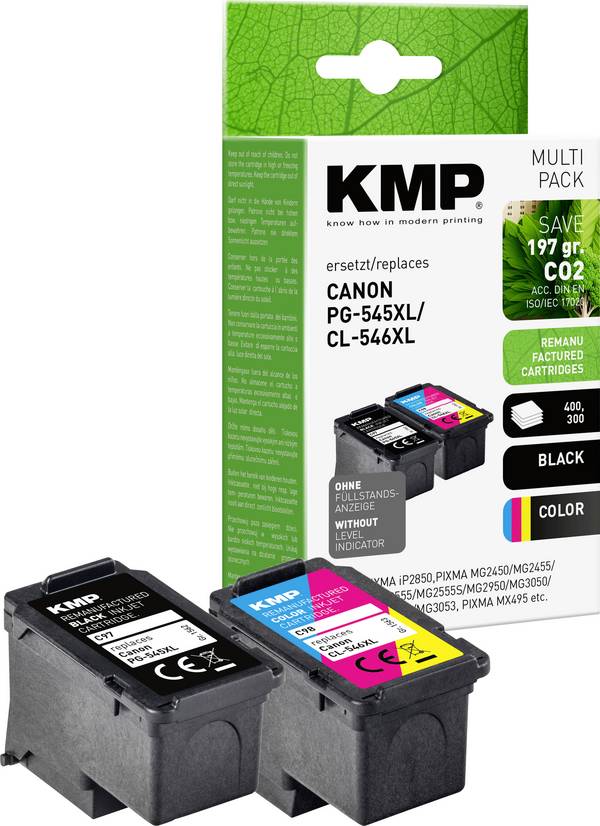 KMP Ink náhradní Canon PG-545XL, CL-546XL kompatibilní kombinované balení černá, azurová, purppurová, žlutá C97V 1562,4005