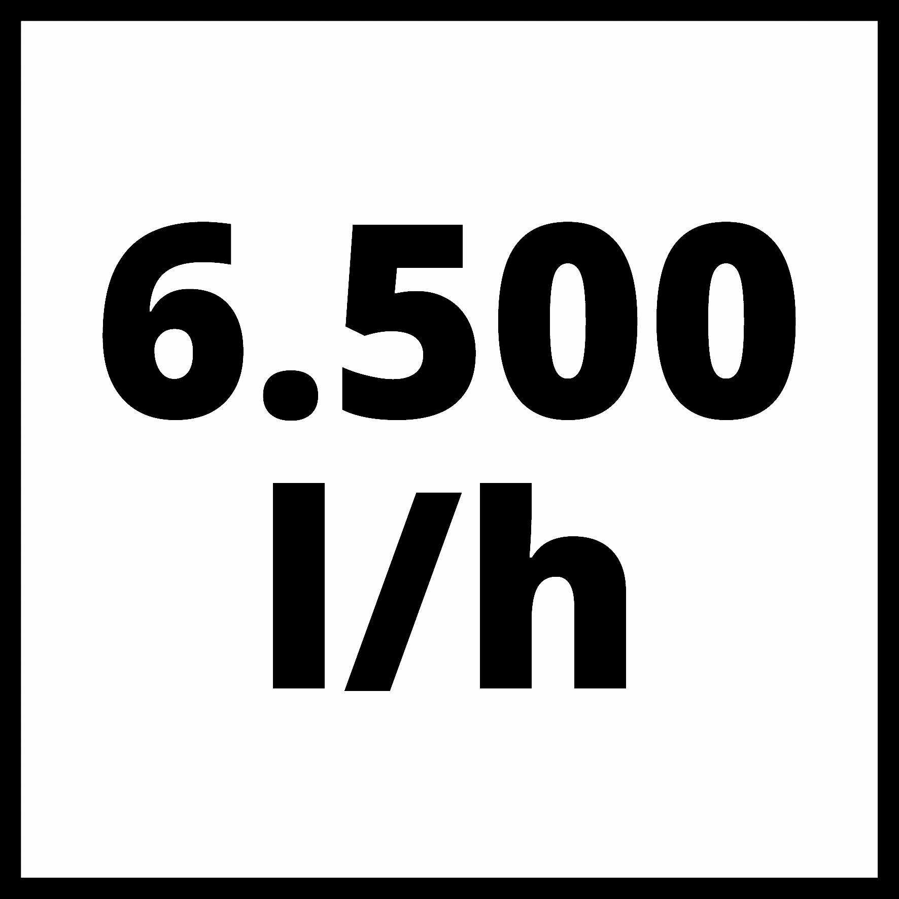 '6.500 l/h' tučnými černými číslicemi.