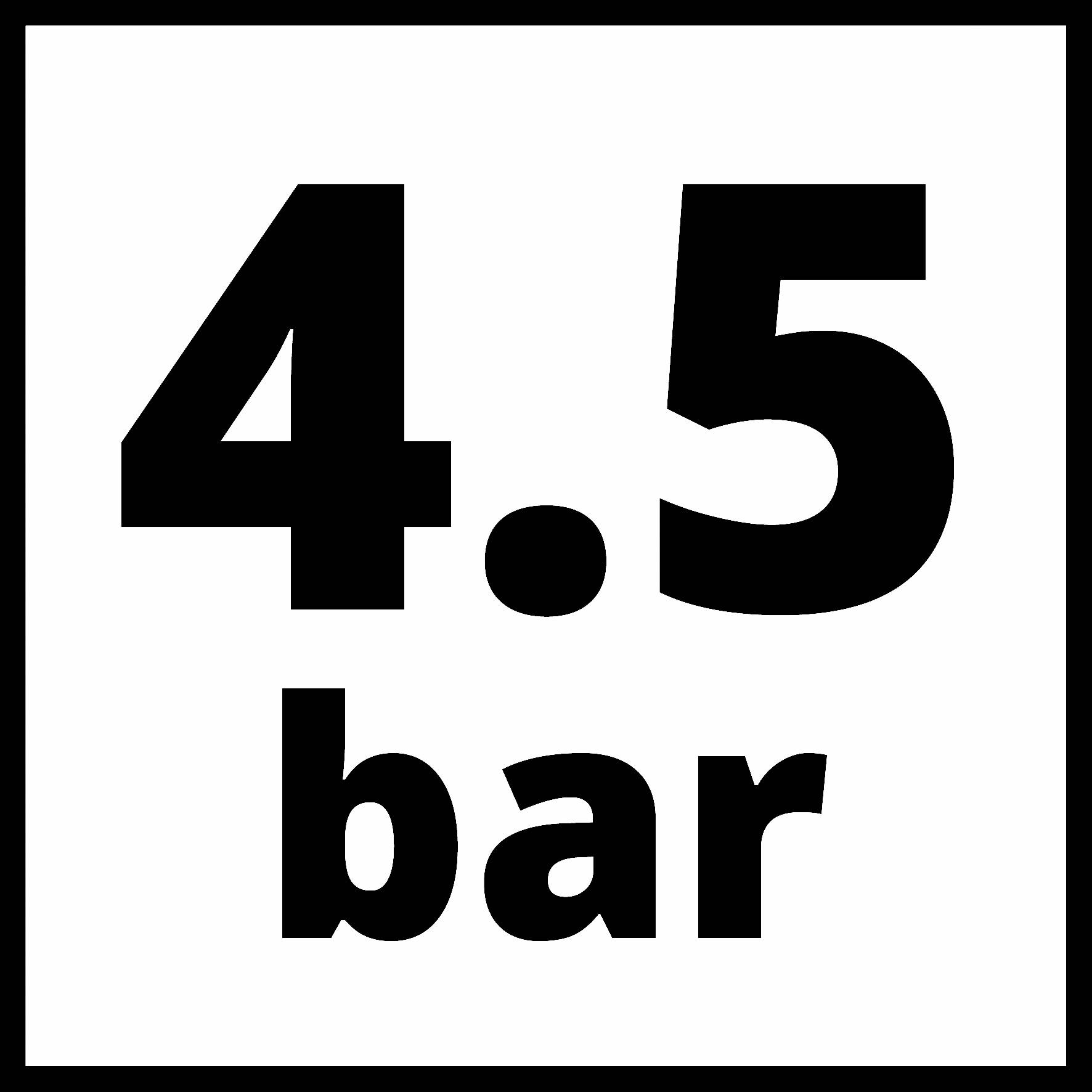 '4,5 bar' černým textem na bílém pozadí.