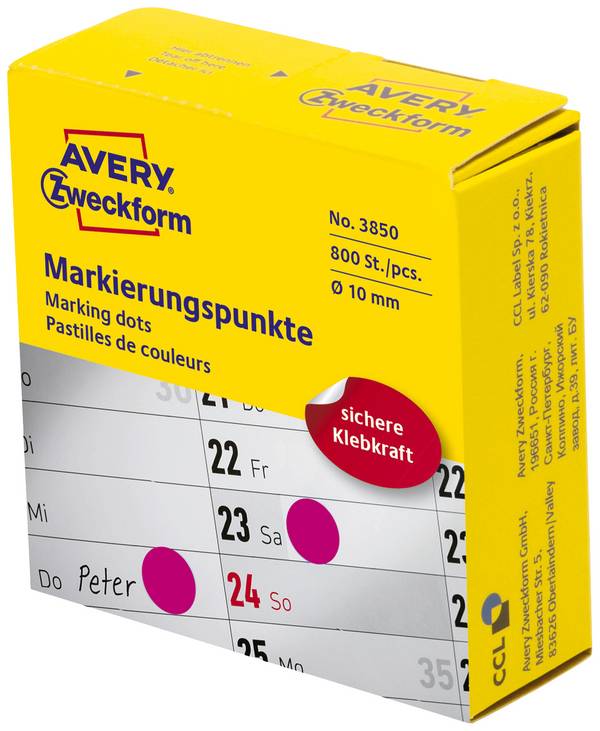 Avery-Zweckform 3850 popisovače etiket Ø 10 mm purpurová 800 ks trvalé papír