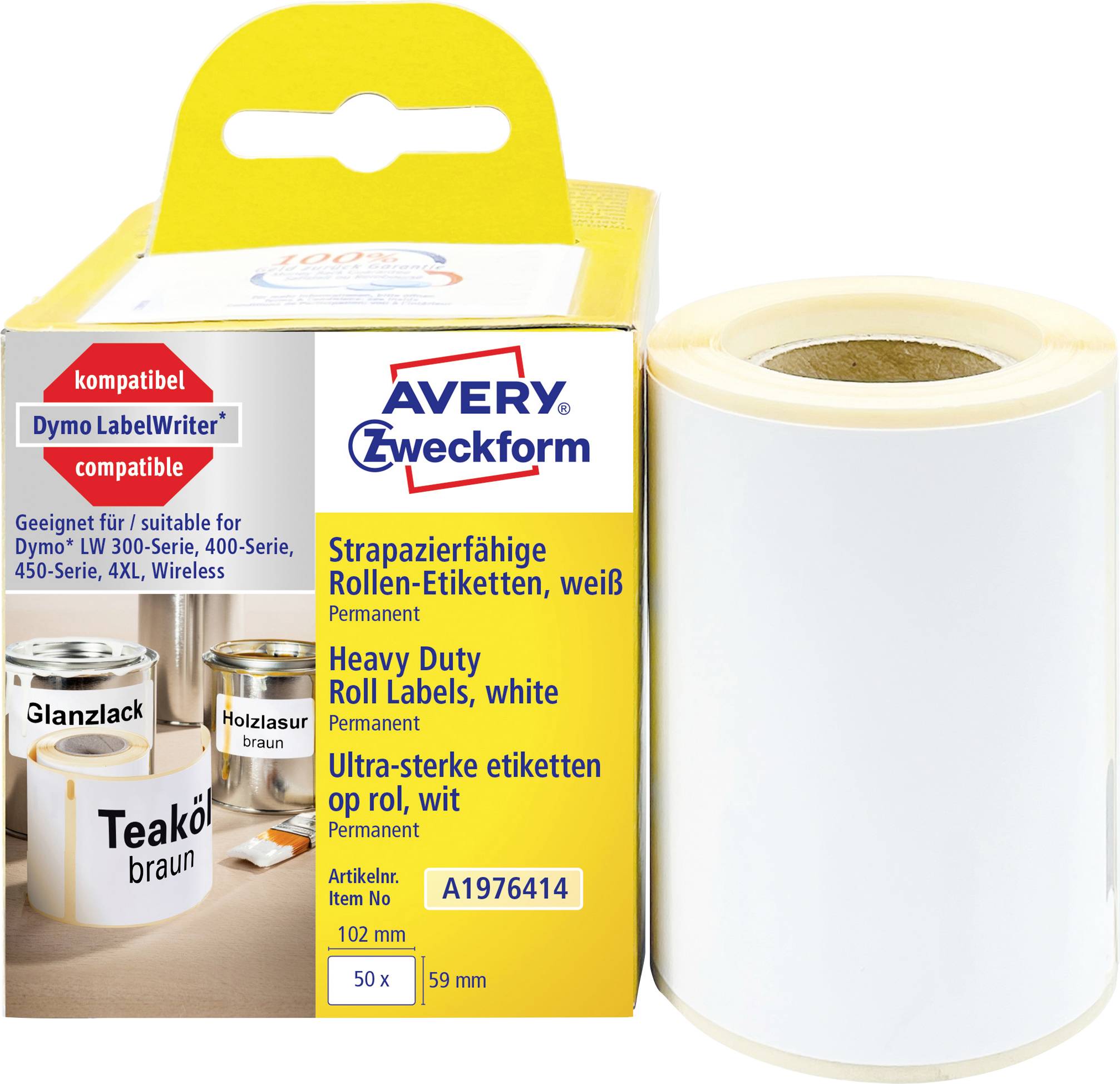 Avery-Zweckform etikety v roli kompatibilní náhradní DYMO 1976414 59 x 102 mm fólie bílá 50 ks trvalé univerzální etikety A1976414