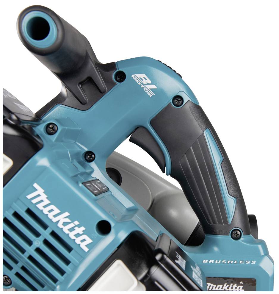 Modrý, akumulátorový příklepový vrtací kladivo Makita s ergonomickou rukojetí a bezuhlíkatým motorem pro efektivní výkon.