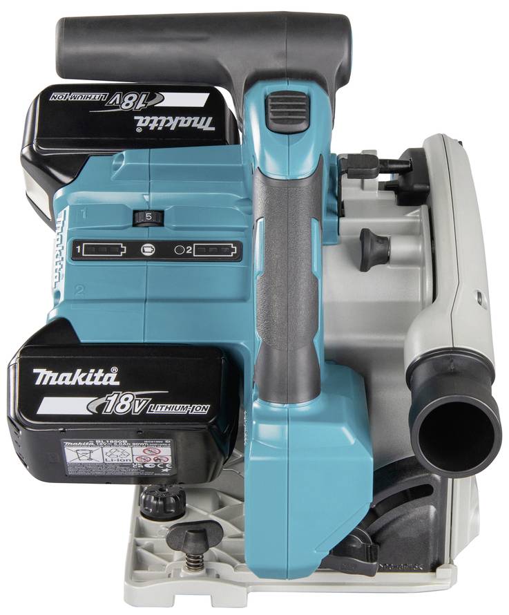 Tyrkysový, přenosný akumulátorový ruční vysavač značky Makita s 18V lithium-iontovou baterií, vhodný pro flexibilní úklidové práce.