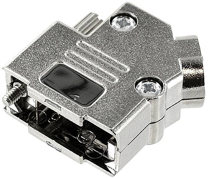 Kovové pouzdro konektoru, stříbrné, se šroubovým uzávěrem, vhodné pro průmyslové aplikace nebo elektronická zařízení.