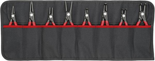 Knipex 00 19 58 V02 kleště na pojistné kroužky, sada Vhodné pro (kleště na pojistné kroužky) vnější a vnitřní kroužky 12-25 mm, 19-60 mm 10-25 mm, 19-60 mm Tvar hrotu rovný, zahnutý o 90°