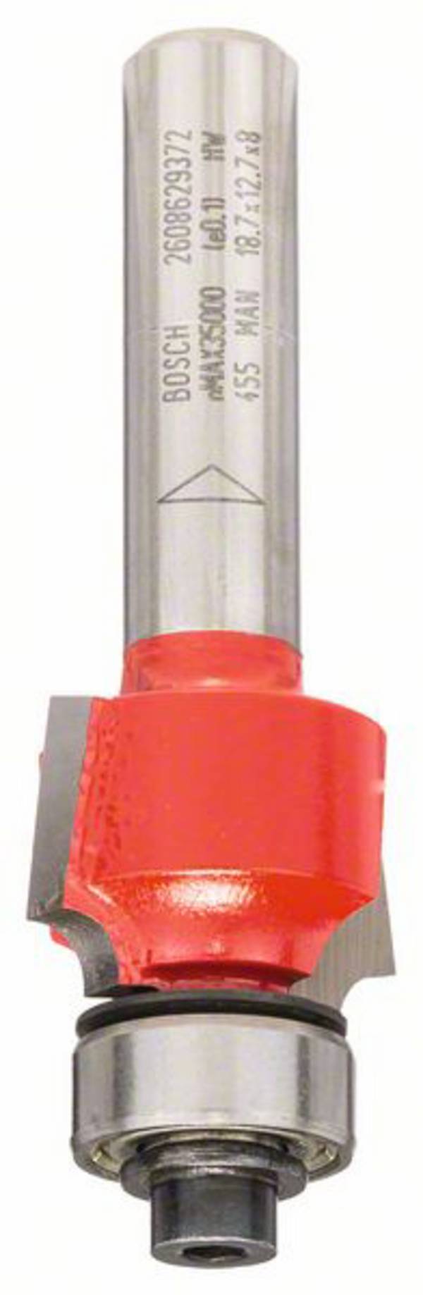 Bosch Accessories 2608629372 zaoblovací fréza, tvrdokov, půlkruhový oblouk, Délka 55.2 mm, Vnější Ø 18.7 mm, Pracovní délka 12.7 mm, Ø hřídele 8 mm