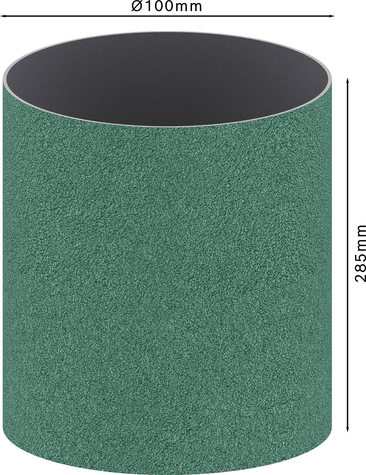 Válec se zeleně texturovaným povrchem, průměr 100 mm, výška 285 mm.