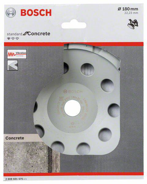 Diamantový brusný hrnec Bosch, průměr 180 mm. Ideální pro broušení a vyhlazování betonových povrchů.