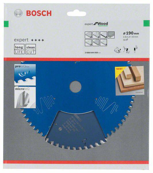 Pilový list Bosch na dřevo, 190mm. Oceněný pro dlouhou životnost a čistý řez. Propagovaný produkt v modré krabičce.
