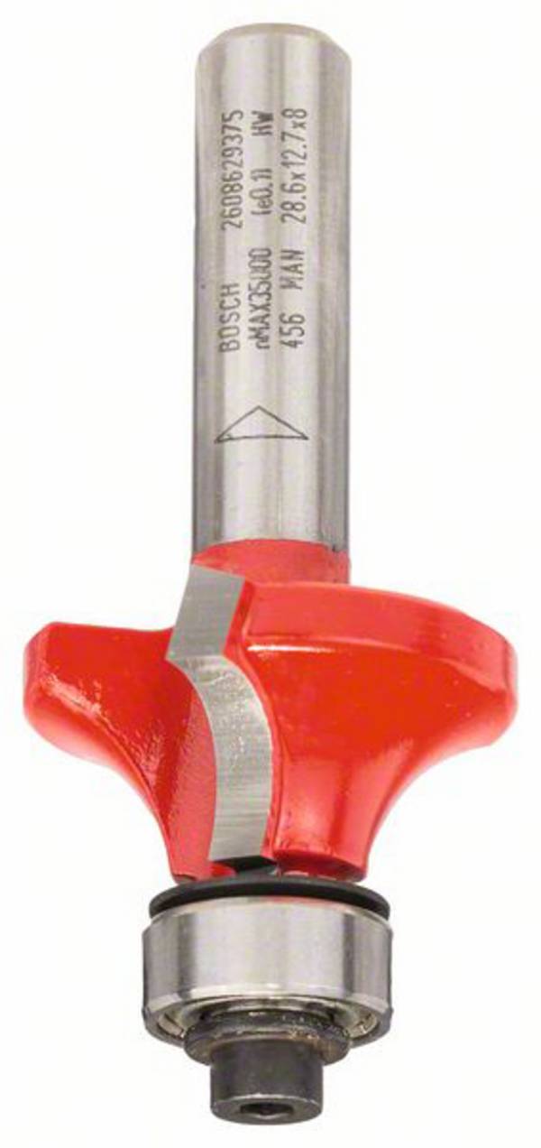 Bosch Accessories 2608629375 zaoblovací fréza, tvrdokov, půlkruhový oblouk, Délka 55.2 mm, Vnější Ø 28.6 mm, Pracovní délka 12.7 mm, Ø hřídele 8 mm