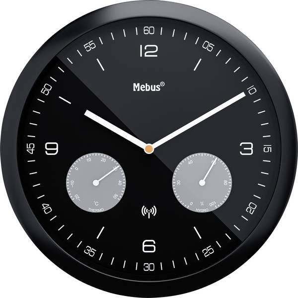 Mebus 52825 DCF nástěnné hodiny 26 cm x 42 mm, černá