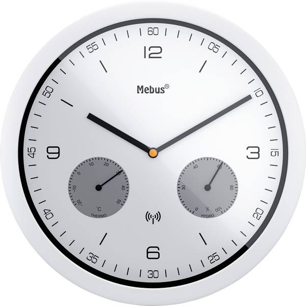 Mebus 52826 DCF nástěnné hodiny 26 cm x 42 mm bílá