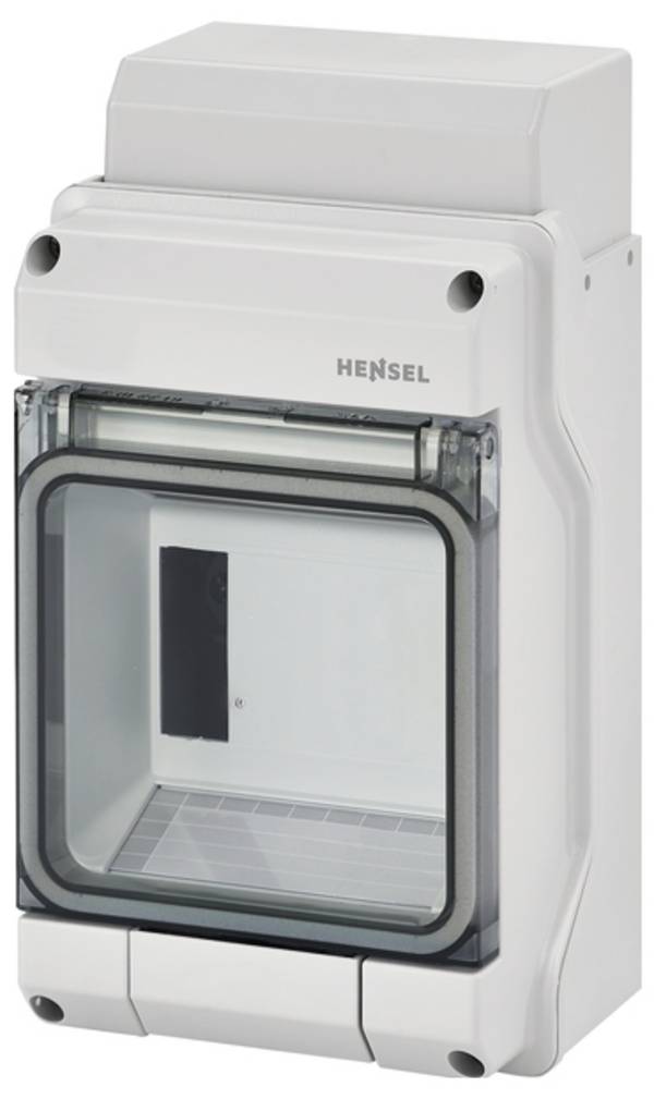 Hensel  6100056  KV 9104  malý rozváděč  na omítku  Počet modulů (šířka) = 4.5  Počet řádků = 1  Obsah 1 ks