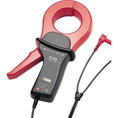 Červené ampérové kleště, model G173, pro měření elektrického proudu. Dva černé kabely pro připojení proudu.