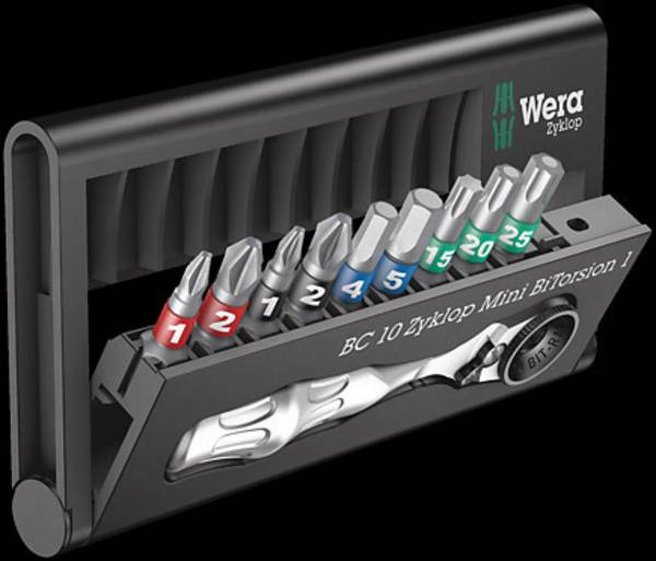 Wera Bit-Check 10 Zyklop Mini BiTorsion 1 05057418001 sada bitů, 10dílná, křížový PH, křížový PZ, TORX, inbus, 1/4" (6,3 mm)