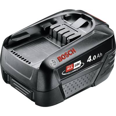 18V akumulátor Bosch s kapacitou 4,0 Ah, černý, vhodný pro elektrické nářadí.