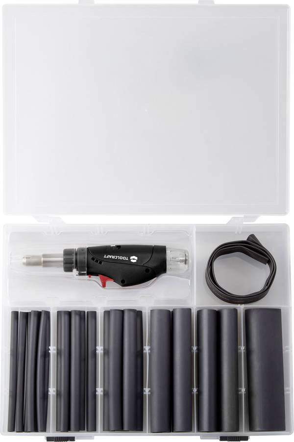 TOOLCRAFT TC-HSK-27 Sada smršťovacích bužírek s mini plynovým hořákem, 27 ks