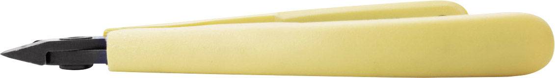 Žlutá kleště s černou řezací hlavou, určené pro stříhání drátů nebo kabelů.