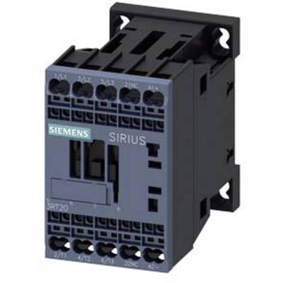 Elektrický stykač značky Siemens, model Sirius. Pohled zepředu s viditelnými přípojkami a nápisem 'SIRIUS'.