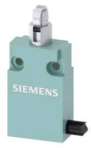 Tyrkysový Siemens spínač s páčkou nahoře a tlačítkem po straně. Spínač nese značku 'SIEMENS'.