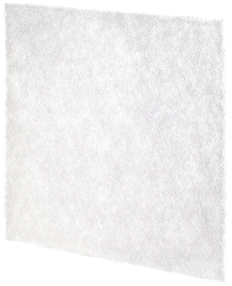 Obdélníkový, bílý filtrační materiál s texturovaným povrchem, který se používá pro čištění vzduchu nebo podobné aplikace.