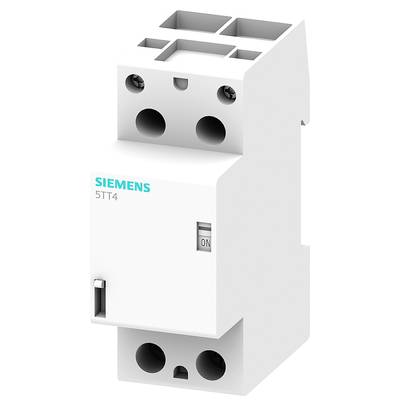 Elektrický ochranný spínač Siemens, model 5TT4, s přepínačem v poloze 'ZAP', určený pro použití v elektrických rozvodných skříních.