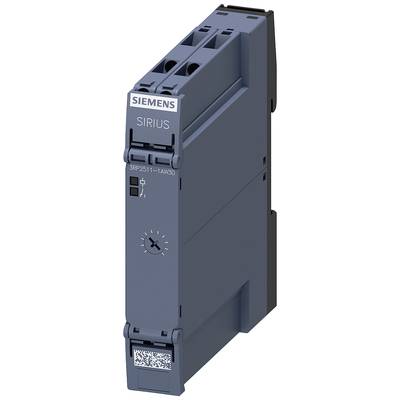 Siemens Sirius časové relé, šedé, s ovládacími prvky vpředu. Model '3RP2511-1AW30' viditelný.