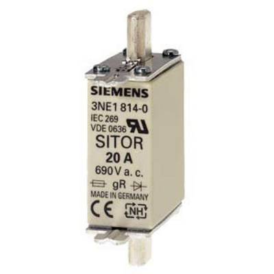 Pojistka Siemens, model 3NE1 814-0, 20 A, 690 V AC, typ 'SITOR', vyrobeno v Německu.