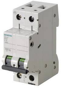 Dvoupólový jistič Siemens, model 5SL4. Vhodný pro jištění a ochranu elektrických vedení.